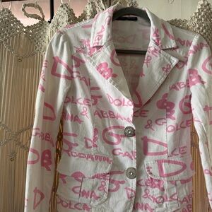 Dolce & Gabbana Women's White Blazer with Pink Accents